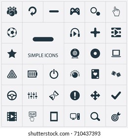 Vector Illustration Set Of Simple Leisure Icons. Elements Start, Kegling, Asterisk And Other Synonyms Game, Charge And Football.