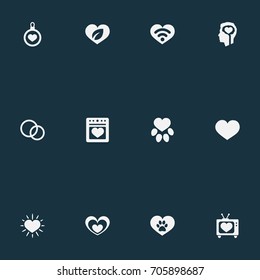 Vector Illustration Set Of Simple Love Icons. Elements Decoration, Footprint, Love And Other Synonyms Valentine, Amour And Ecology.