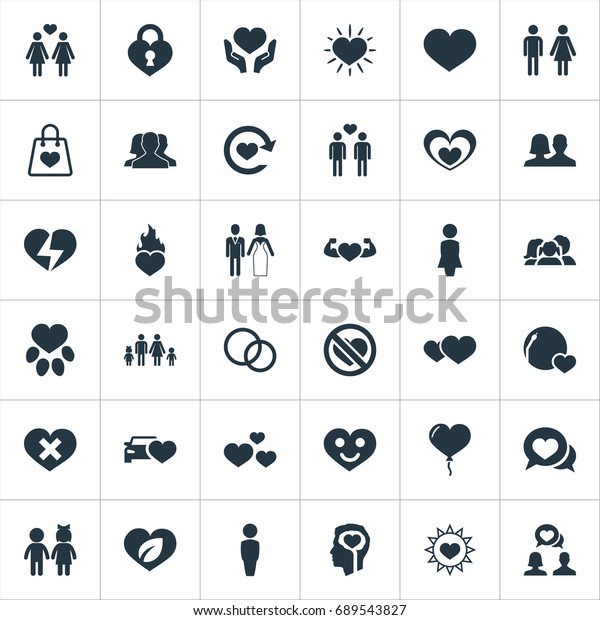 Vector Illustration Set Simple Love Icons Stock Vector Royalty