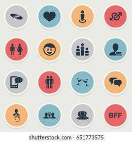 Vector Illustration Set Of Simple Mates Icons. Elements Remove User, Ensemble, Symbol And Other Synonyms Mobile, Merry And Love.