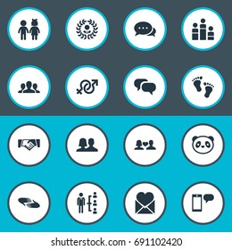 Vector Illustration Set Of Simple Mates Icons. Elements Unity, Talk, Toy And Other Synonyms Leadership, Partnership And Order.