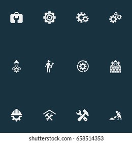 Vector Illustration Set Of Simple Mending Icons. Elements Cogwheel, Renovation, Rotate And Other Synonyms Key, Repairman And Wrench.