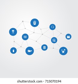 Vector Illustration Set Of Simple Movie Icons. Elements Soda, Sky, Action And Other Synonyms Sky, Soda And Speaker.