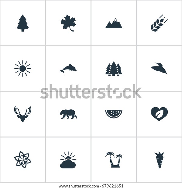 Vector Illustration Set Simple Nature Vector (Royalty Free) 679621651
