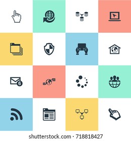 Vector Illustration Set Of Simple Network Icons. Elements Circle Loader, Defense, Wifi And Other Synonyms Defense, Computer And Folder.