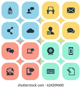 Vector Illustration Set Of Simple Newspaper Icons. Elements Gain, Gossip, Profile And Other Synonyms Notepad, E-Letter And Keypad.
