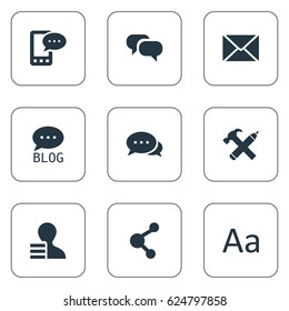 Vector Illustration Set Of Simple Newspaper Icons. Elements Cedilla, Gain, Share And Other Synonyms Blog, Profit And Earnings.