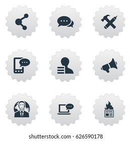 Vector Illustration Set Of Simple Newspaper Icons. Elements International Businessman, Gazette, Argument And Other Synonyms International, News And Negotiation.