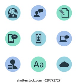 Vector Illustration Set Of Simple Newspaper Icons. Elements Overcast, Document, E-Letter And Other Synonyms Debate, Alphabet And Coming.