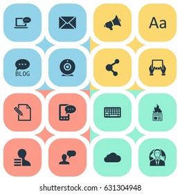 Vector Illustration Set Of Simple Newspaper Icons. Elements Broadcast, E-Letter, Post And Other Synonyms Contract, Gazette And Writing.