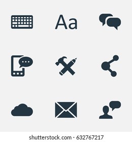 Vector Illustration Set Of Simple Newspaper Icons. Elements Overcast, E-Letter, Gossip And Other Synonyms Typography, Considering And Phone.