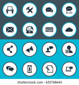 Vector Illustration Set Of Simple Newspaper Icons. Elements Gossip, Argument, Loudspeaker And Other Synonyms Debate, Megaphone And Epistle.