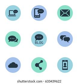 Vector Illustration Set Of Simple Newspaper Icons. Elements E-Letter, Post, Site And Other Synonyms Blog, Profile And Epistle.