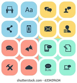 Vector Illustration Set Of Simple Newspaper Icons. Elements Gain, Share, Man Considering And Other Synonyms Tablet, Coming And Gossip.