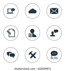 Vector Illustration Set Of Simple Newspaper Icons. Elements Overcast, Post, Site And Other Synonyms Coming, Overcast And Site.