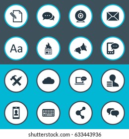 Vector Illustration Set Of Simple Newspaper Icons. Elements Gazette, Broadcast, Profile And Other Synonyms Phone, Keyboard And Contract.