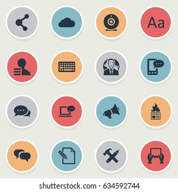 Vector Illustration Set Of Simple Newspaper Icons. Elements Laptop, Gazette, International Businessman And Other Synonyms Profit, Earnings And Coming.