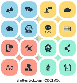 Vector Illustration Set Of Simple Newspaper Icons. Elements Site, Gazette, International Businessman And Other Synonyms Keypad, Contract And Network.