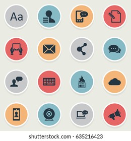 Vector Illustration Set Of Simple Newspaper Icons. Elements Cedilla, Overcast, Post And Other Synonyms Keypad, Profile And Hot.