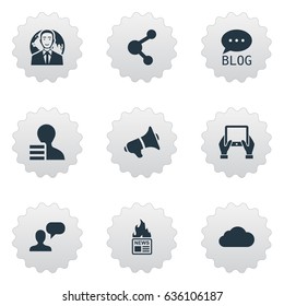 Vector Illustration Set Of Simple Newspaper Icons. Elements Overcast, Gazette, International Businessman And Other Synonyms Gazette, Speaker And International.