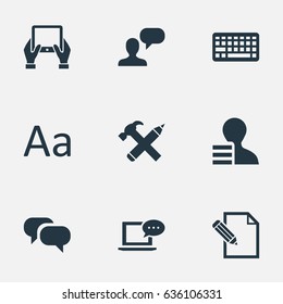 Vector Illustration Set Of Simple Newspaper Icons. Elements Repair, Document, Notepad And Other Synonyms Contract, Coming And Gossip.