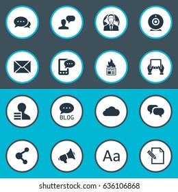 Vector Illustration Set Of Simple Newspaper Icons. Elements Argument, Post, Cedilla And Other Synonyms Earnings, Sky And Man.