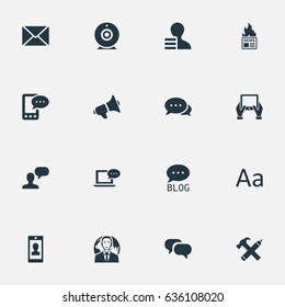 Vector Illustration Set Of Simple Newspaper Icons. Elements Site, Cedilla, Argument And Other Synonyms Blog, Negotiation And Pencil.