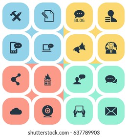 Vector Illustration Set Of Simple Newspaper Icons. Elements Site, Document, International Businessman And Other Synonyms Debate, Broadcast And Message.