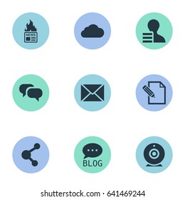 Vector Illustration Set Of Simple Newspaper Icons. Elements Document, Post, Gain And Other Synonyms Sky, Site And Conversation.