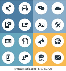 Vector Illustration Set Of Simple Newspaper Icons. Elements E-Letter, Document, Overcast And Other Synonyms Alphabet, Missive And Debate.