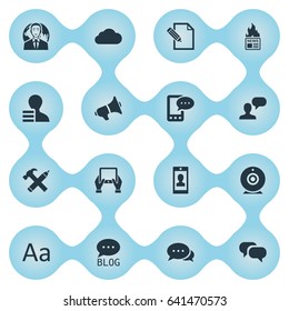 Vector Illustration Set Of Simple Newspaper Icons. Elements Notepad, Gain, Overcast And Other Synonyms Profit, Hammer And Hot.
