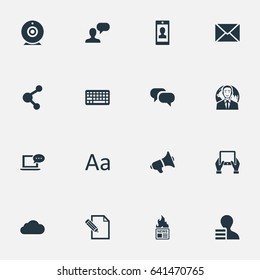Vector Illustration Set Of Simple Newspaper Icons. Elements Post, Notepad, Gazette And Other Synonyms Megaphone, Camera And Pen.