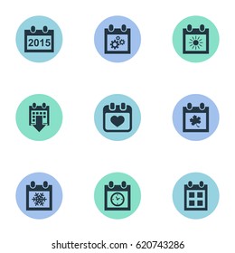 Vector Illustration Set Of Simple Plan Icons. Elements Planner, History, Snowflake And Other Synonyms Agenda, Summer And Leaf.