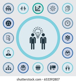 Vector Illustration Set Of Simple Plan Icons. Elements Staff, Agreement, Training And Other Synonyms Headhunting, Organisation And Office.