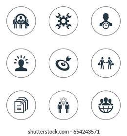 Vector Illustration Set Of Simple Plan Icons. Elements Brainstorming, Industry, Cooperation And Other Synonyms Teamwork, Construction And Social.
