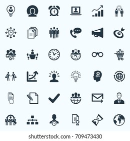 Vector Illustration Set Of Simple Plan Icons. Elements Done, Watch, Business Plan And Other Synonyms Cursor, Growth And Agreement.