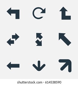 Vector Illustration Set Of Simple Pointer Icons. Elements Circular, Left Direction, Pointer And Other Synonyms Left, Refresh And Direction.