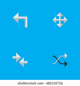 Vector Illustration Set Of Simple Pointer Icons. Elements Orientation, Chaotically, Widen And Other Synonyms Resize, Arrow And Widen.
