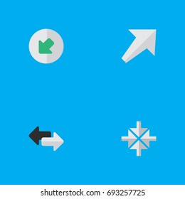 Vector Illustration Set Of Simple Pointer Icons. Elements Northwestward, Import, Southwestward And Other Synonyms Northwest, Southwestward And Arrow.