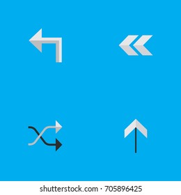 Vector Illustration Set Of Simple Pointer Icons. Elements Up, Orientation, Chaotically And Other Synonyms Upward, Up And Rearward.