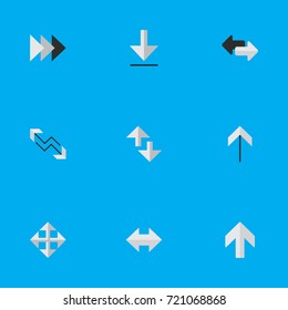 Vector Illustration Set Of Simple Pointer Icons. Elements Import, Loading, Cursor And Other Synonyms Alert, Boom And Download.