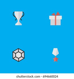 Vector Illustration Set Of Simple Prize Icons. Elements Premium, Champion, Brilliant And Other Synonyms Star, Prize And Diamond.