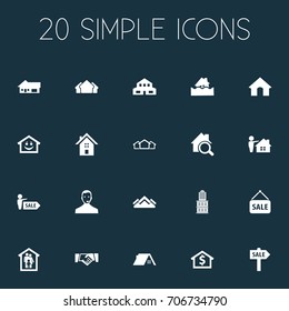 Vector Illustration Set Of Simple Property Icons. Elements Smiley Casa, Operator, Structure And Other Synonyms Retail, Sign And Midtown.