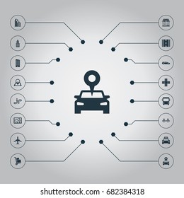 Vector Illustration Set Of Simple Public Icons. Elements Pin, Navigation, Corporation And Other Synonyms Navigation, Way And Direction.