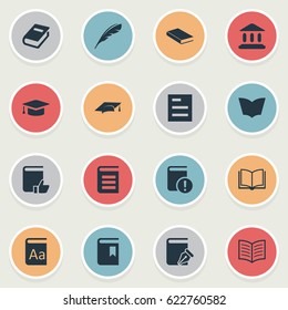 Vector Illustration Set Of Simple Reading Icons. Elements Library, Blank Notebook, Reading And Other Synonyms Write, School And Alphabet.