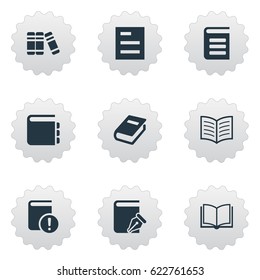 Vector Illustration Set Of Simple Reading Icons. Elements Blank Notebook, Sketchbook, Notebook And Other Synonyms Literature, Write And Notebook.