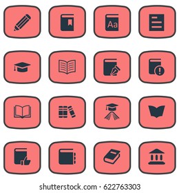 Vector Illustration Set Of Simple Reading Icons. Elements Tasklist, Alphabet, Graduation Hat And Other Synonyms Hat, Notebook And Academic.