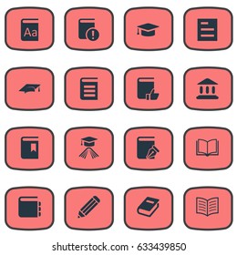 Vector Illustration Set Of Simple Reading Icons. Elements Blank Notebook, Sketchbook, Book Page And Other Synonyms Book, List And Dictionary.