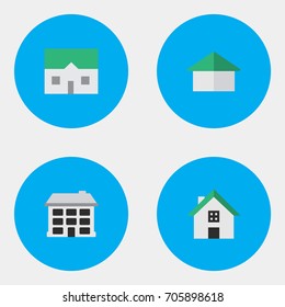 Vector Illustration Set Of Simple Real Icons. Elements Architecture, Home, Structure And Other Synonyms Building, Home And House.