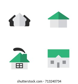 Vector Illustration Set Of Simple Real Icons. Elements Architecture, House, Property And Other Synonyms Home, House And Building.